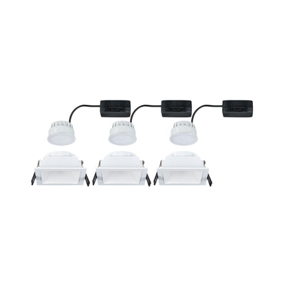 Paulmann LED Einbauleuchte Cole 3er-Set 3-Step-Dim Coin IP44 eckig 88x88mm  Coin 3x6W 3x470lm 230V dimmbar 2700K Weiß