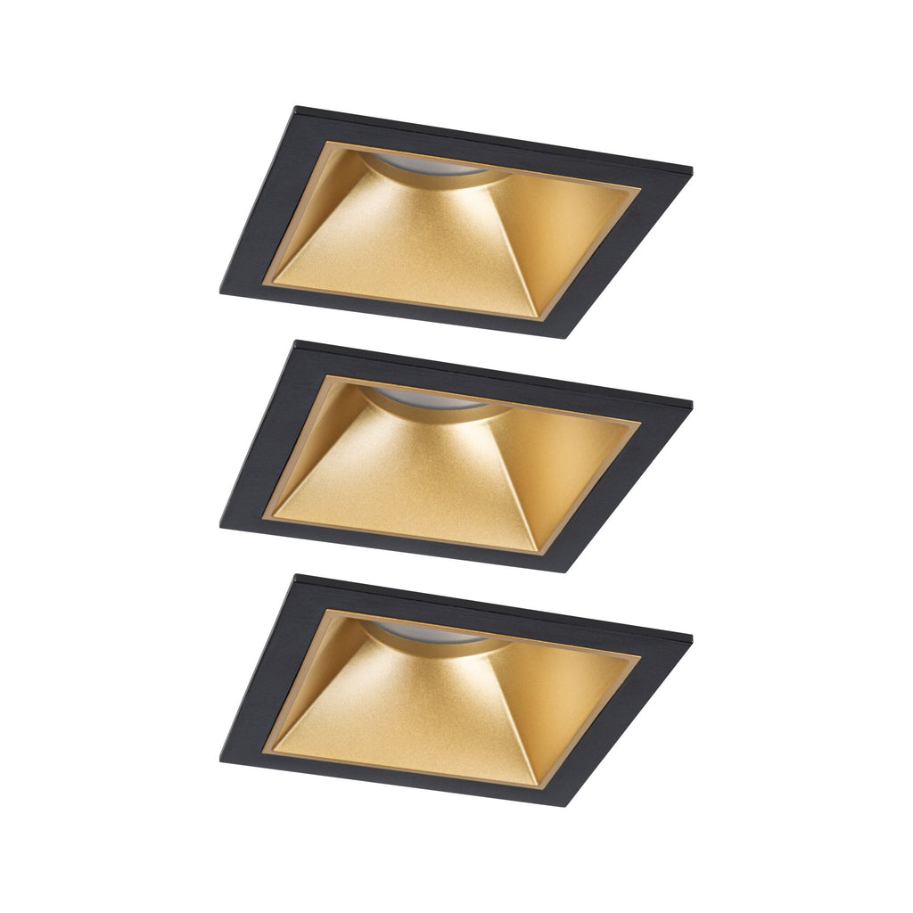 Paulmann LED Einbauleuchte Cole 3er-Set 3-Step-Dim Coin IP44 eckig 88x88mm  Coin 3x6W 3x470lm 230V dimmbar 2700K Schwarz#Gold matt
