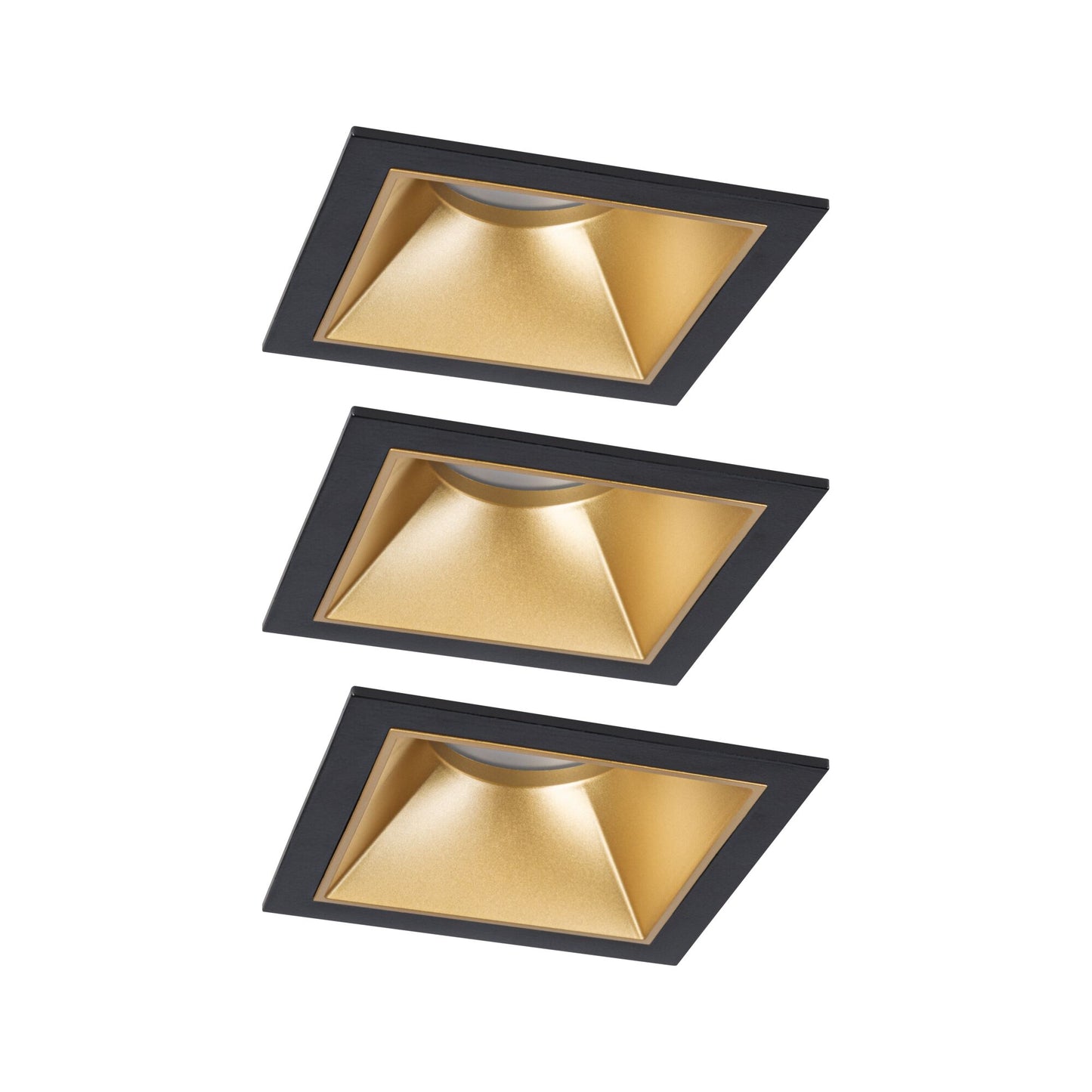 Paulmann LED Einbauleuchte Cole 3er-Set 3-Step-Dim Coin IP44 eckig 88x88mm  Coin 3x6W 3x470lm 230V dimmbar 2700K Schwarz#Gold matt