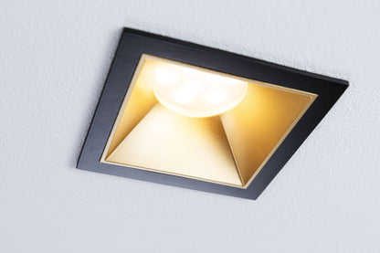 Paulmann LED Einbauleuchte Cole 3er-Set 3-Step-Dim Coin IP44 eckig 88x88mm  Coin 3x6W 3x470lm 230V dimmbar 2700K Schwarz#Gold matt