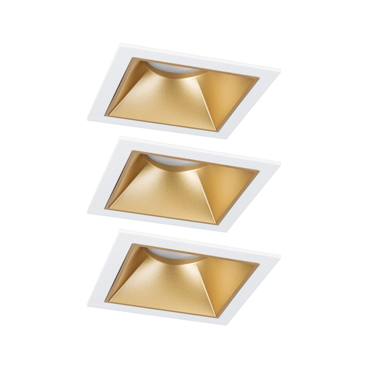 Paulmann LED Einbauleuchte Cole 3er-Set 3-Step-Dim Coin IP44 eckig 88x88mm  Coin 3x6W 3x470lm 230V dimmbar 2700K Weiß#Gold matt