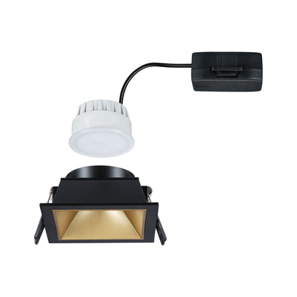 Paulmann LED Einbauleuchte Cole Einzelleuchte 3-Step-Dim Coin IP44 eckig 88x88mm  Coin 6W 470lm 230V dimmbar 2700K Schwarz#Gold matt