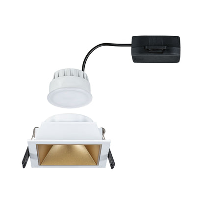 Paulmann LED Einbauleuchte Cole Einzelleuchte 3-Step-Dim Coin IP44 eckig 88x88mm  Coin 6W 470lm 230V dimmbar 2700K Weiß#Gold matt