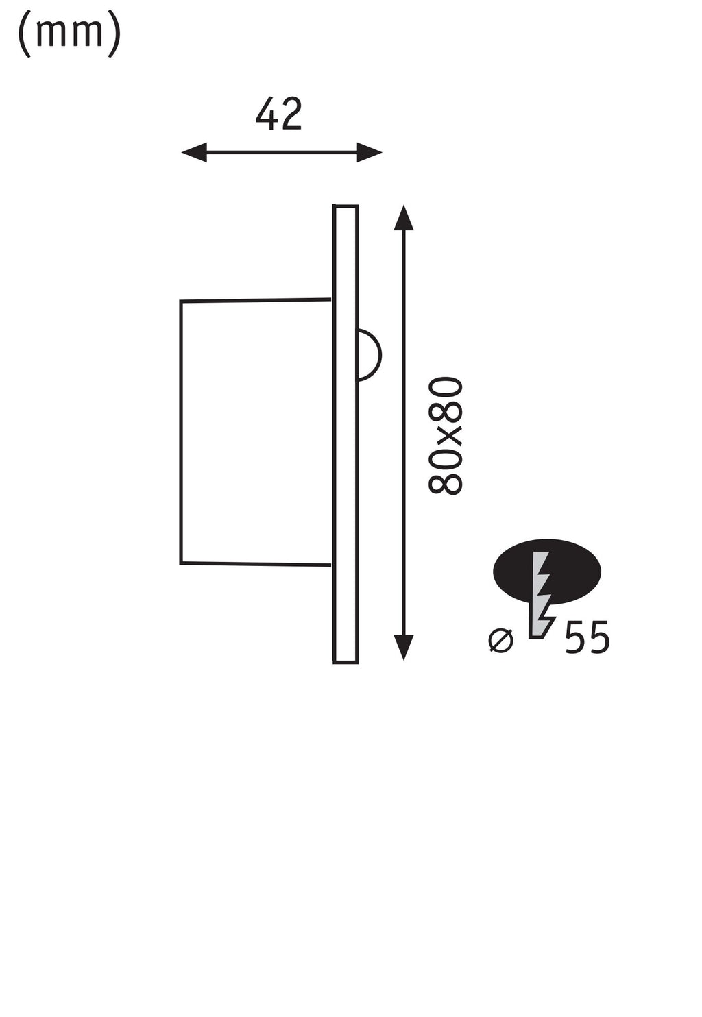 Paulmann LED Wandeinbauleuchte Edge eckig 80x42mm  1,2W 25lm 230V  2700K Chrom matt