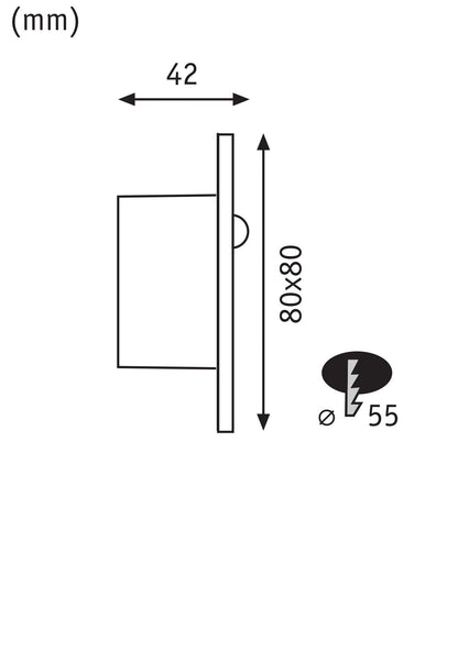 Paulmann LED Wandeinbauleuchte Edge eckig 80x42mm  1,2W 25lm 230V  2700K Chrom matt