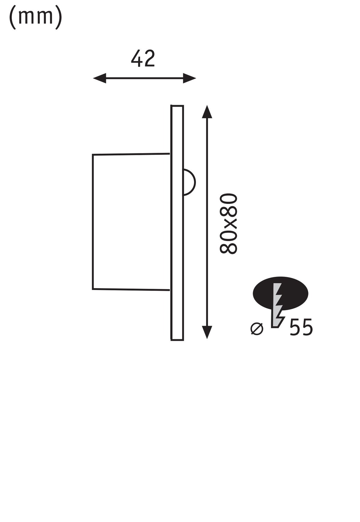 Paulmann LED Wandeinbauleuchte Edge eckig 80x42mm  1,2W 25lm 230V  2700K Schwarz matt