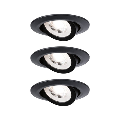 Paulmann LED Einbauleuchte 3er-Set schwenkbar  3.000K 3x6W 230V Schwarz matt schwenkbar