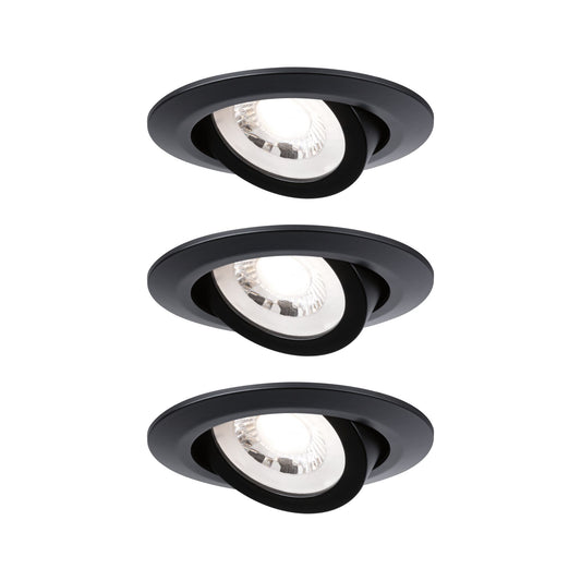 Paulmann LED Einbauleuchte 3er-Set schwenkbar  3.000K 3x6W 230V Schwarz matt schwenkbar
