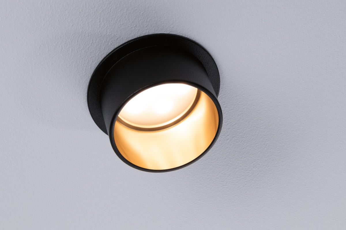 Paulmann Einbauleuchte LED Gil 6W Schwarz matt#Gold IP44 2.700K 3-Stufen-dimmbar