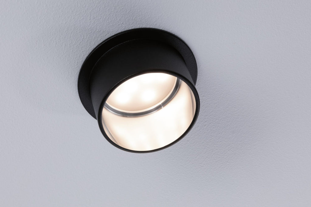 Paulmann Einbauleuchte LED Gil 6W Schwarz matt#Eisen gebürstet IP44 2.700K 3-Stufen-dimmbar