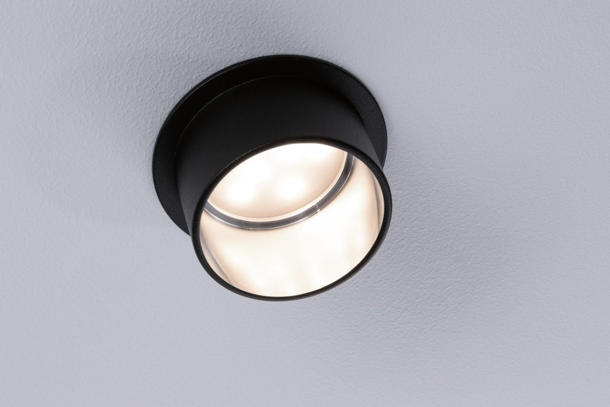 Paulmann Einbauleuchte LED Gil 6W Schwarz matt#Eisen gebürstet IP44 2.700K 3-Stufen-dimmbar