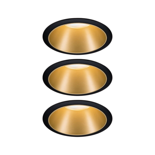 Paulmann Einbauleuchte LED Cole 3x6,5W Schwarz/Gold matt 3-Stufen-dimmbar 2700K Warmweiß