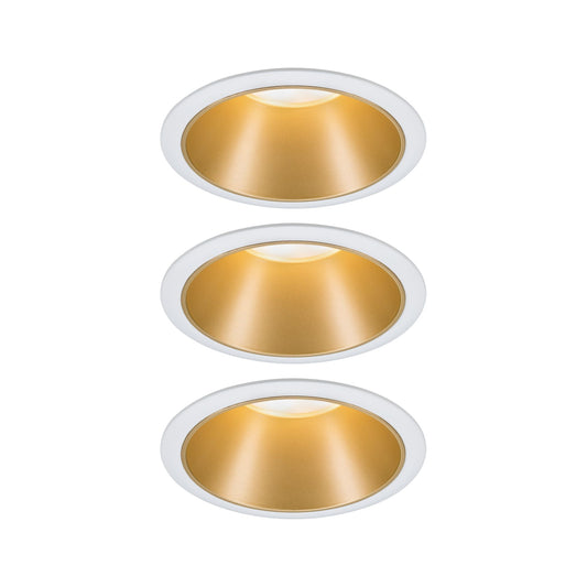 Paulmann Einbauleuchte LED Cole 3x6,5W Weiß/Gold matt 3-Stufen-dimmbar 2700K Warmweiß