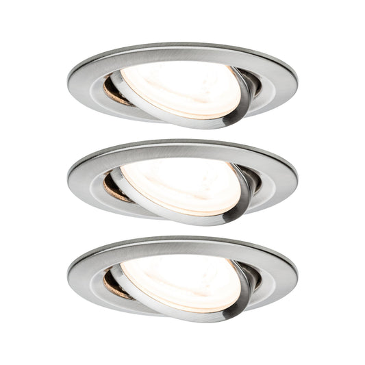 Paulmann EBL Set Nova rund schwenkbar LED 3x6,5W 2700K 230V GU10 51mm Eisen geb/Alu