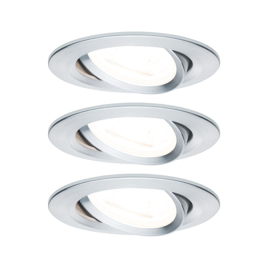 Paulmann EBL Set Nova rund schwenkbar LED 3x6,5W 2700K 230V GU10 51mm Alu ged/Alu