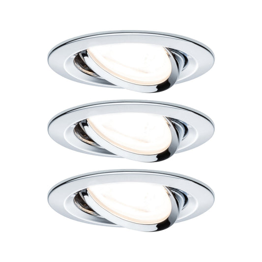 Paulmann EBL Set Nova rund schwenkbar LED 3x6,5W 2700K 230V GU10 51mm Chrom/Alu