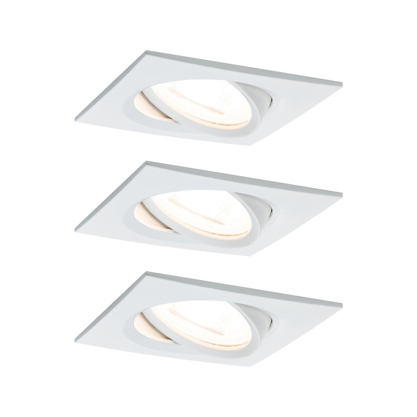 Paulmann EBL Set Nova eckig schwenkbar LED 3x6,5W 2700K 230V GU10 51mm Weiß matt/Alu