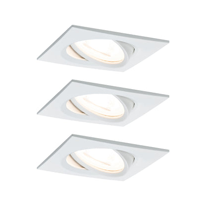 Paulmann EBL Set Nova eckig schwenkbar LED 3x6,5W 2700K 230V GU10 51mm Weiß matt/Alu