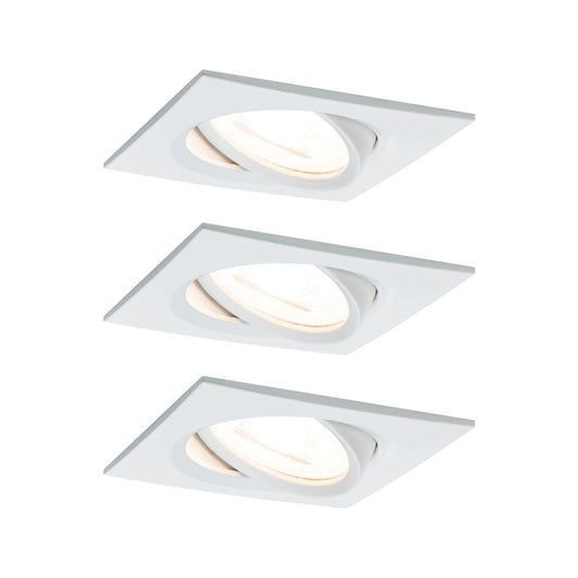 Paulmann EBL Set Nova eckig schwenkbar LED 3x6,5W 2700K 230V GU10 51mm Weiß matt/Alu