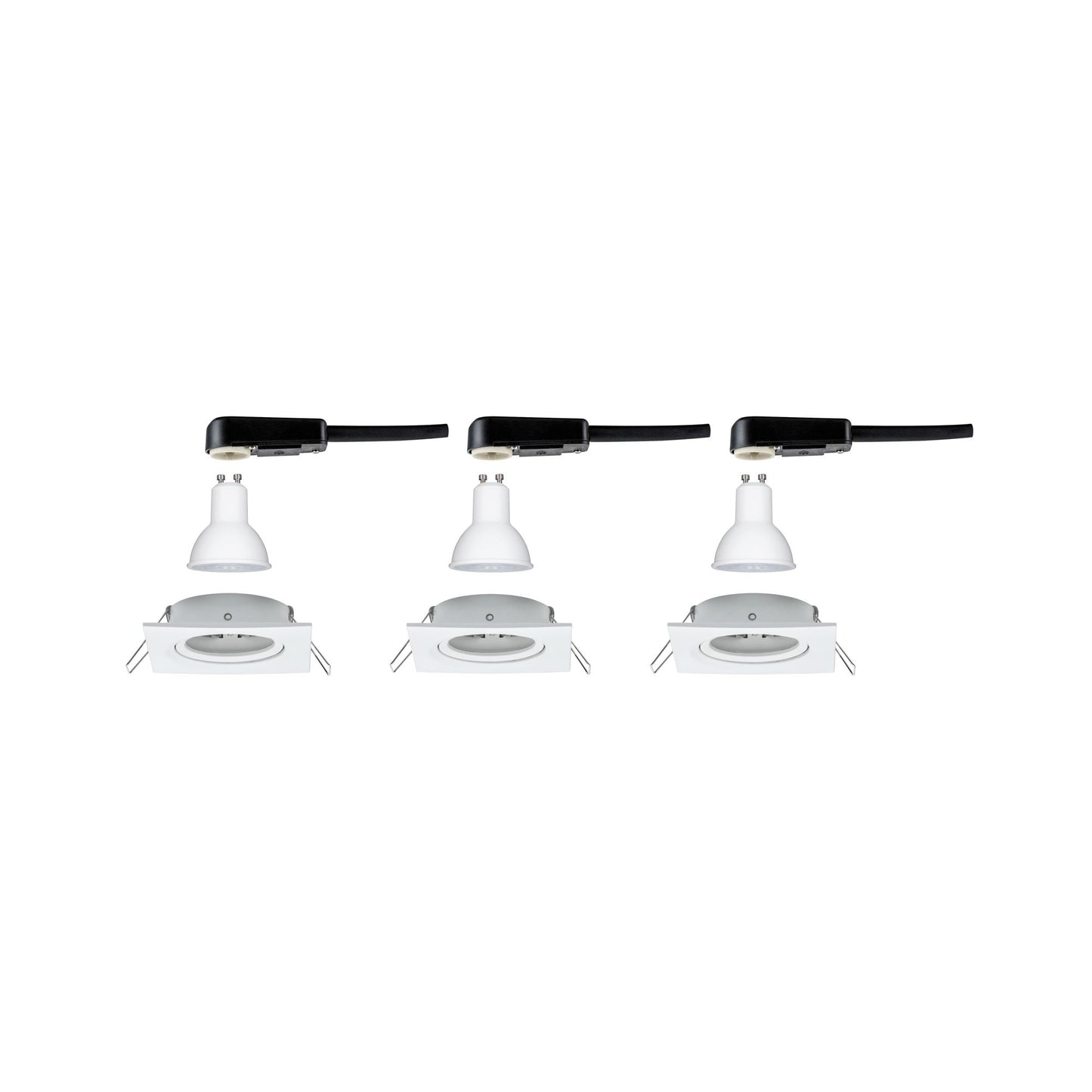 Paulmann EBL Set Nova eckig schwenkbar LED 3x6,5W 2700K 230V GU10 51mm Weiß matt/Alu
