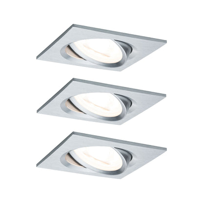 Paulmann EBL Set Nova eckig schwenkbar LED 3x6,5W 2700K 230V GU10 51mm Alu ged/Alu