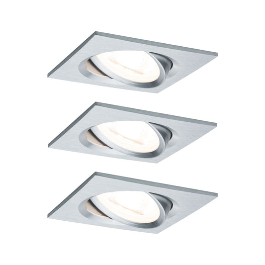Paulmann EBL Set Nova eckig schwenkbar LED 3x6,5W 2700K 230V GU10 51mm Alu ged/Alu