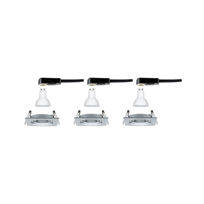 Paulmann EBL Set Nova eckig schwenkbar LED 3x6,5W 2700K 230V GU10 51mm Alu ged/Alu