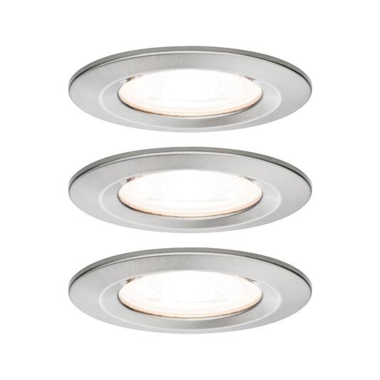 Paulmann EBL Set Nova rund starr LED IP44 3x6,5W 2700K 230V GU10 51mm Eisen geb/Alu