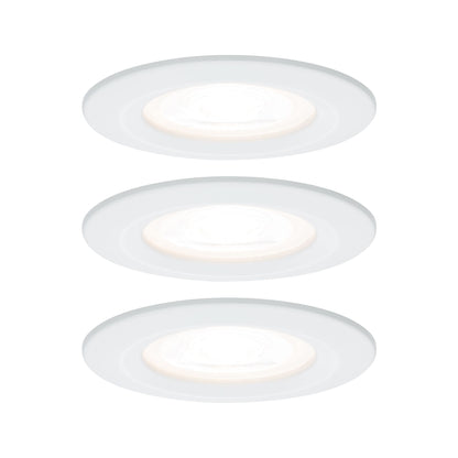 Paulmann EBL Set Nova rund starr LED IP44 3x6,5W 2700K 230V GU10 51mm Weiß matt/Alu