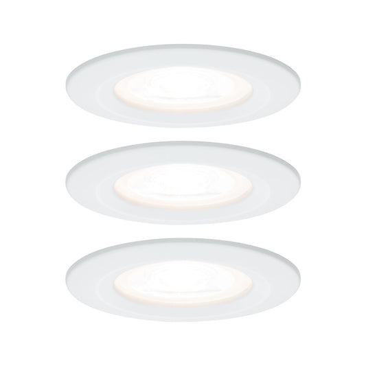 Paulmann EBL Set Nova rund starr LED IP44 3x6,5W 2700K 230V GU10 51mm Weiß matt/Alu