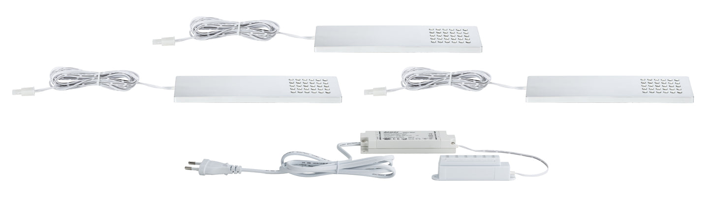 Paulmann Möbel ABL Set Pattern lang LED 3x2,2W 12VA 230/12V 190x66mm Chrom matt/Kunst.