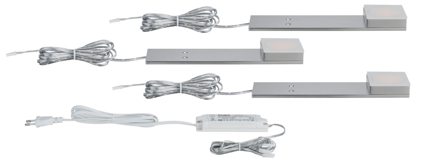 Paulmann Möbel ABL Set Setup lang eckig LED 3x3W 15VA 230V/350mA 200x50mm Eis.geb./Met.