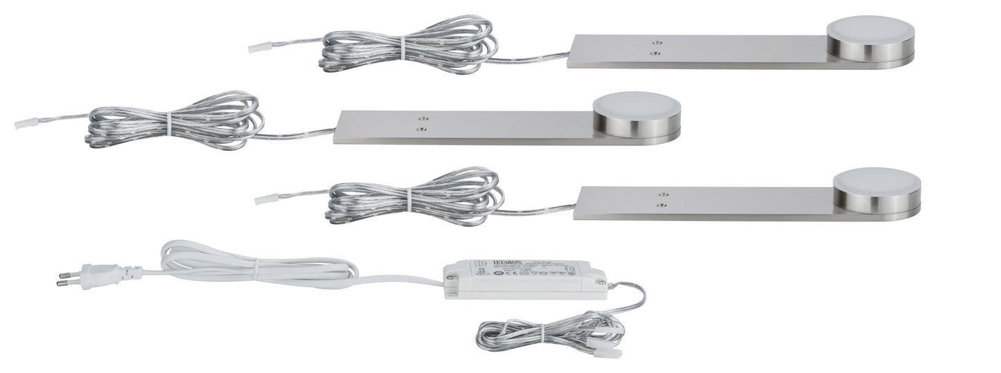 Paulmann Möbel ABL Set Setup lang rund LED 3x3W 15VA 230V/350mA 200x50mm Eis.g/Met.Acr
