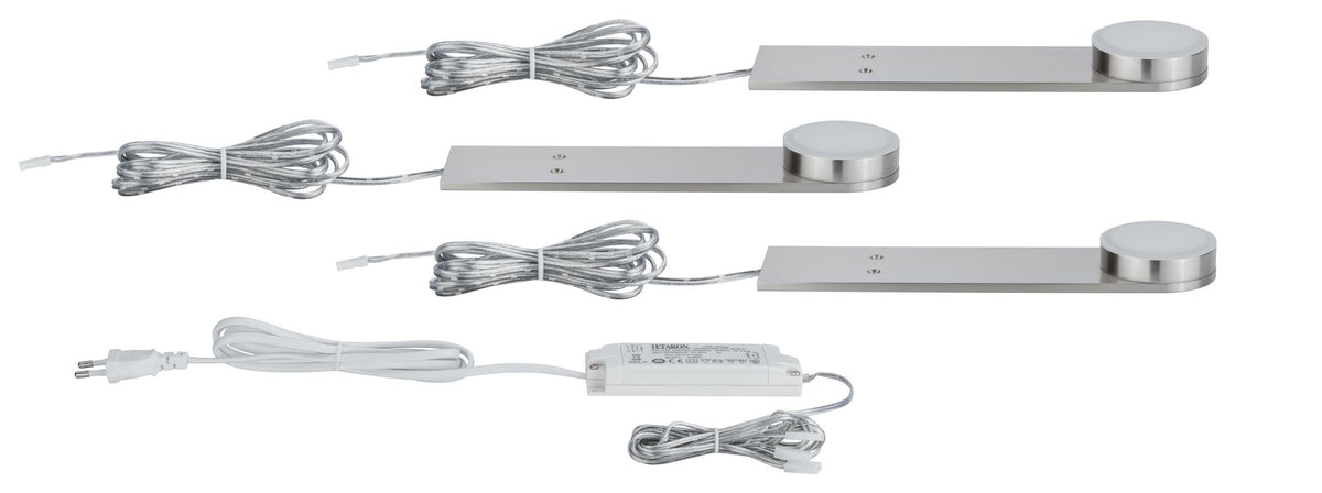 Paulmann Möbel ABL Set Setup lang rund LED 3x3W 15VA 230V/350mA 200x50mm Eis.g/Met.Acr
