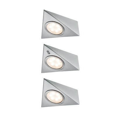 Paulmann Möbel ABL Set 3eck. LED PIR 3x2,8W 12VA 230/12V Eisen gebürstet Metall/Glas
