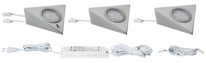Paulmann Möbel ABL Set 3eck. LED PIR 3x2,8W 12VA 230/12V Eisen gebürstet Metall/Glas