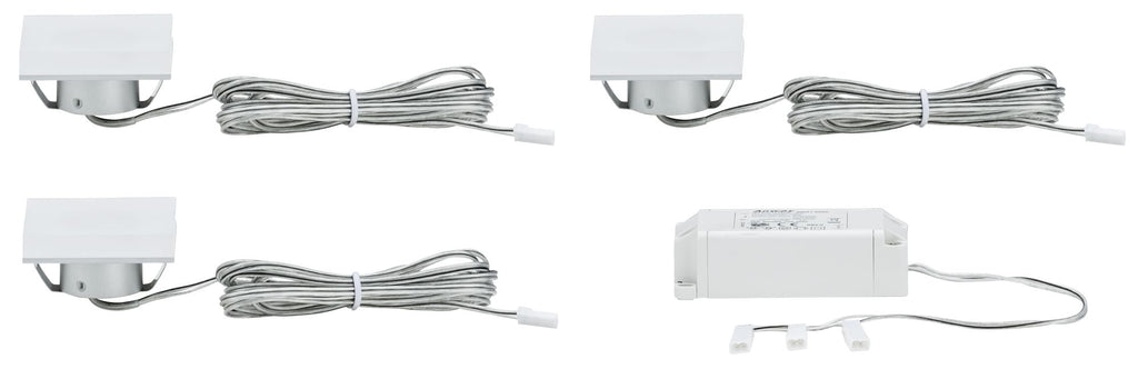 Paulmann Möbel EBL Set Fleecy LED eckig 3x1,3W 2700K 3,6VA 230/12V 50x50mm Satin/ Acryl