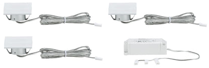 Paulmann Möbel EBL Set Fleecy LED eckig 3x1,3W 2700K 3,6VA 230/12V 50x50mm Satin/ Acryl