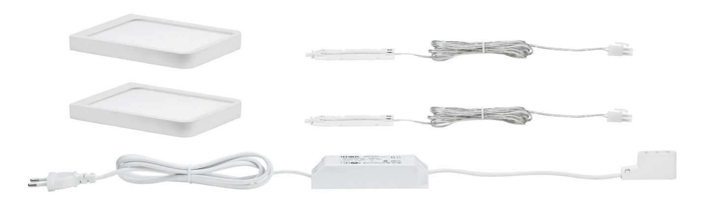 Paulmann Möbel ABL Set Vane eckig LED 2x8W 15VA 230/12V 105x140mm Weiß matt/Alu