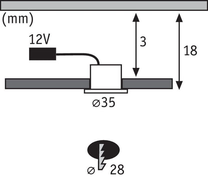 Paulmann Möbel EBL Set Mini rund LED 5x0,4W 2700K 3,6VA 230/12V 35mm Eisen geb/Met