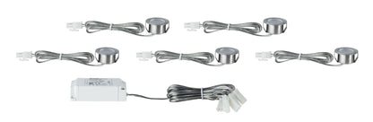 Paulmann Möbel EBL Set Mini rund LED 5x0,4W 2700K 3,6VA 230/12V 35mm Eisen geb/Met
