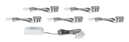 Paulmann Möbel EBL Set Mini eckig LED 5x0,4W 2700K 3,6VA 230/12V35x35mm Eisen geb/Met