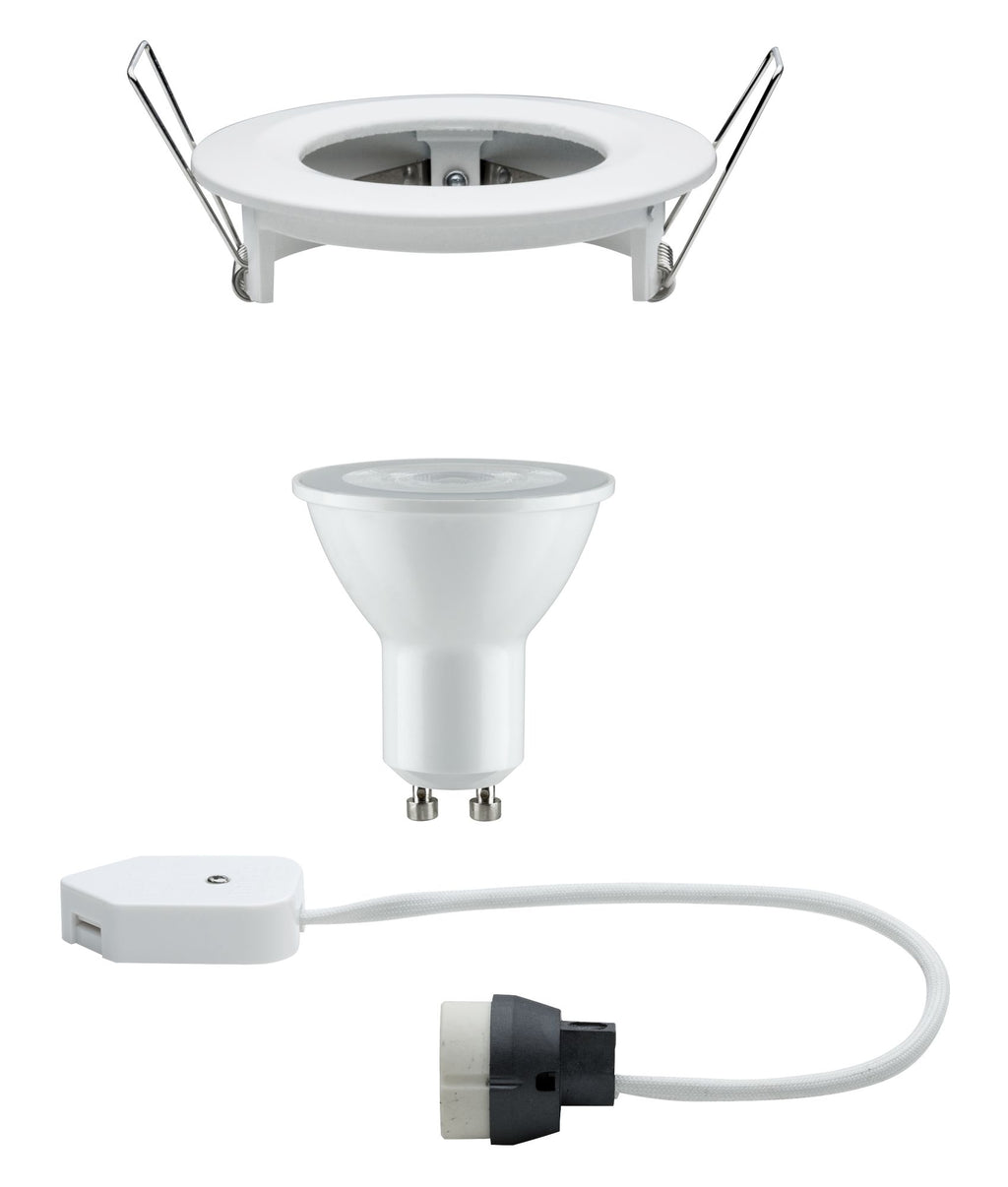 Paulmann Premium EBL Set Nova rund dim LED 1x7W 230V GU10 51mm Weiß matt/Alu Zink