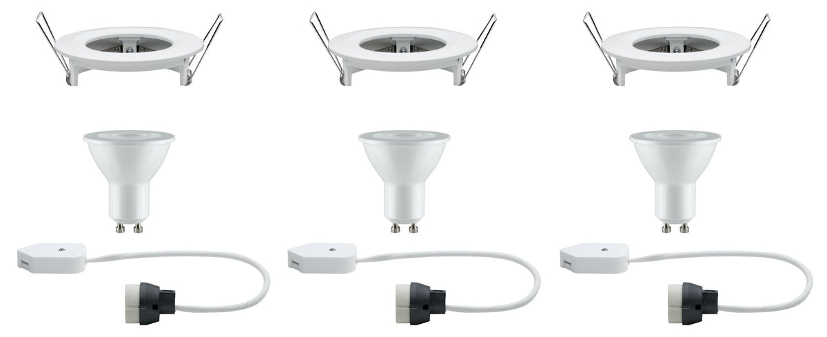 Paulmann Premium EBL Set Nova rund dim LED 3x7W 230V GU10 51mm Weiß matt/Alu Zink