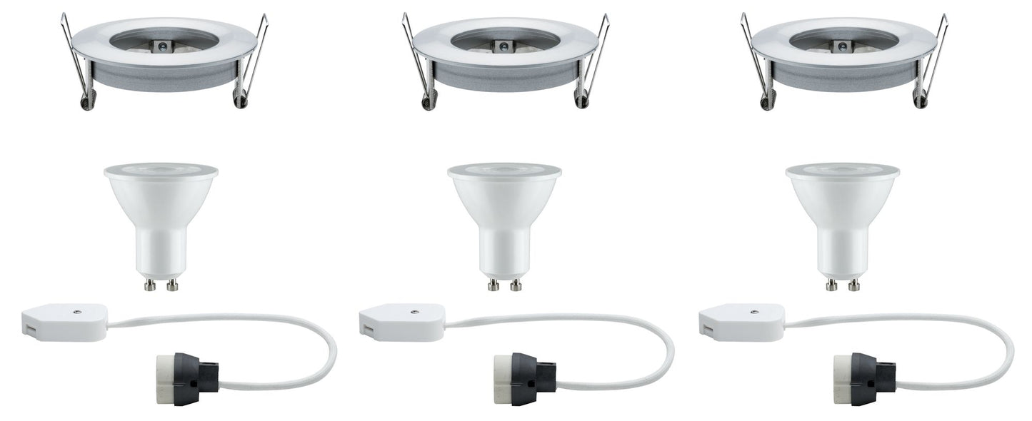 Paulmann Premium EBL Set Nova rund dim LED 3x7W 230V GU10 51mm Alu gedreht/Alu Zink