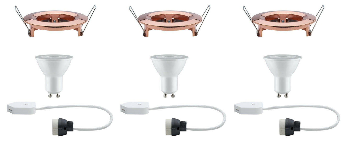 Paulmann Premium EBL Set Nova rund dim LED 3x7W 230V GU10 51mm Rosegold/Alu Zink