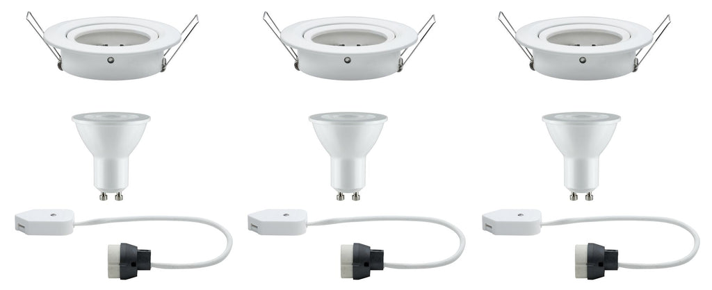 Paulmann Premium EBL Set Nova rund schwb dim LED 3x7W 230V GU10 51mm Weiß matt/Alu Zink