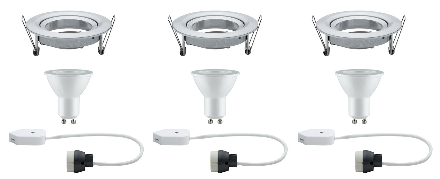 Paulmann Premium EBL Set Nova rund schwb dim LED 3x7W 230V GU10 51mm Alu gedreht/Alu Zink
