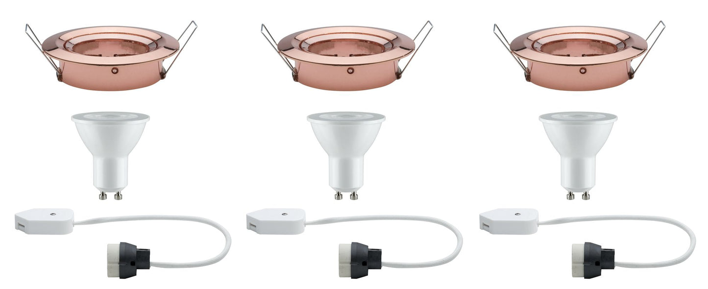 Paulmann Premium EBL Set Nova rund schwb dim LED 3x7W 230V GU10 51mm Rosegold/Alu Zink