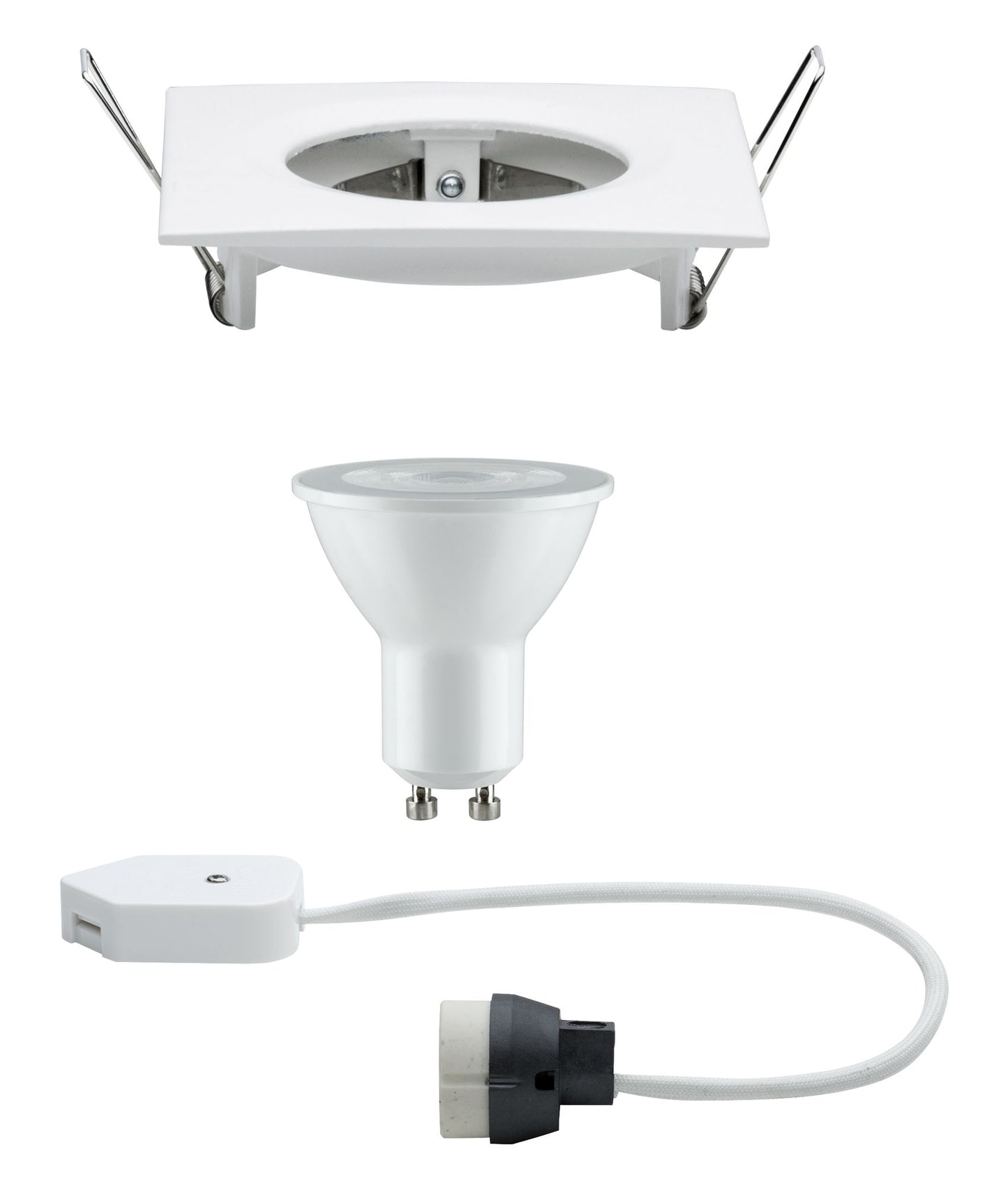 Paulmann Premium EBL Set Nova eckig dim LED 1x7W 230V GU10 51mm Weiß matt/Alu Zink